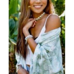 Cardigan duster cover tie dye blue white